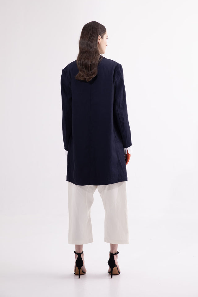 COAT F.02 Navy linen