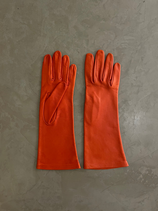 GUANTES CORTOS CUERO NARANJA