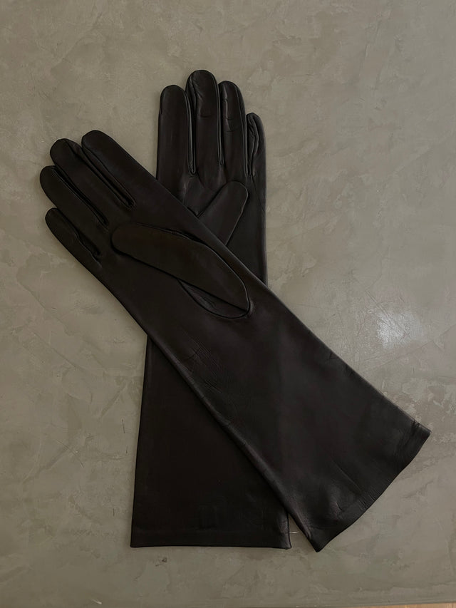 GUANTES CUERO NEGRO LARGOS
